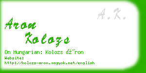 aron kolozs business card